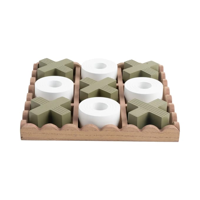 Present Time Ornament Tic Tac Toe - Groen - 18.5x18.5x5cm - Modern - MDF