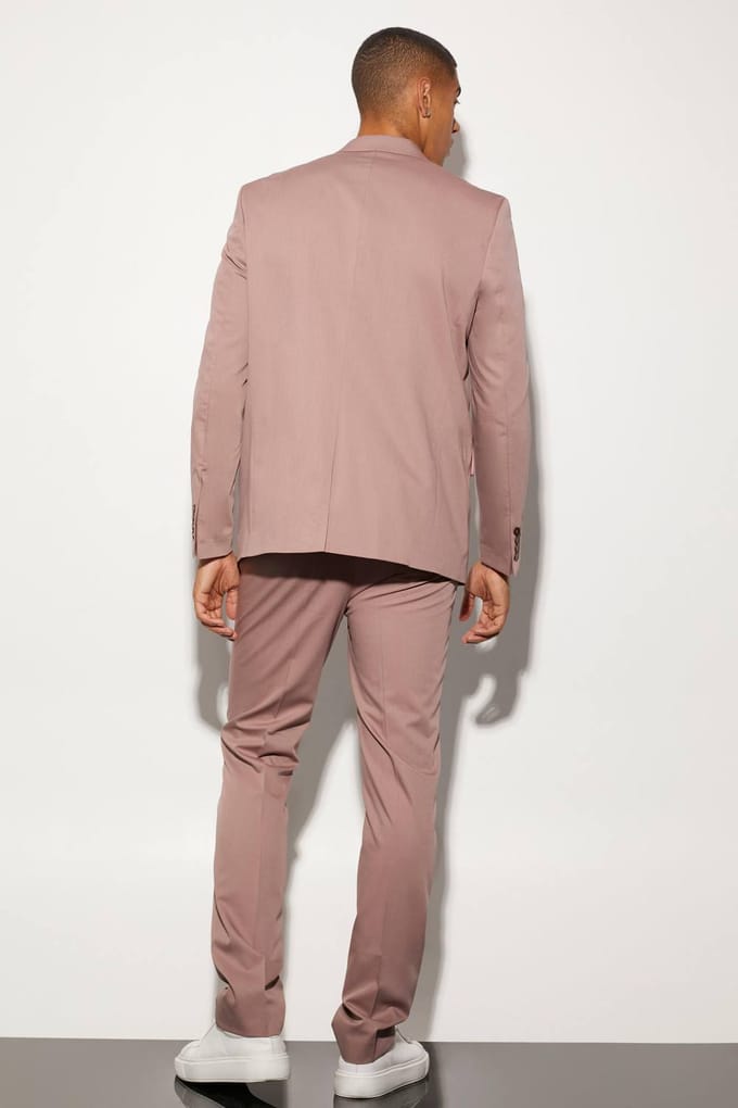 Oversized Boxy Single Breasted Suit Jacket | Mauve | Size 48