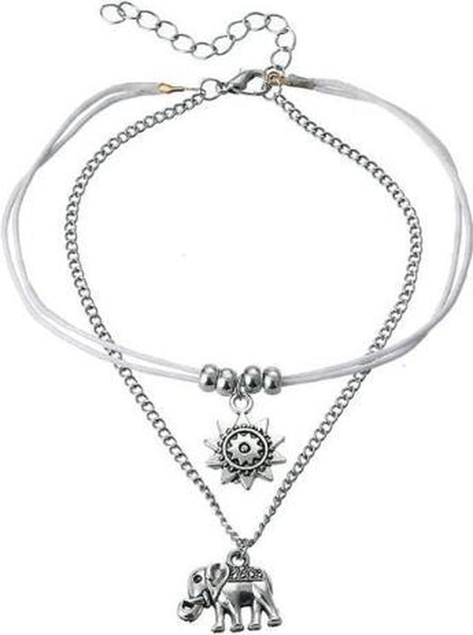 Joboly Boho olifant enkelbandje - Dames - Zilverkleurig - 20 cm