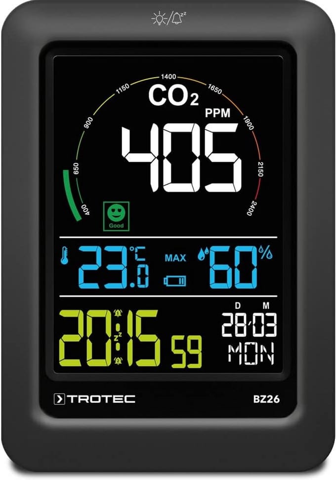 CO2 Luchtkwaliteitsmeter met Temperatuur- en Vochtigheidsmeting