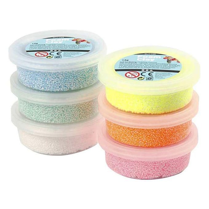 Foam Clay®, Glitter, Pastelkleuren, 14 gr, 6 Doosje