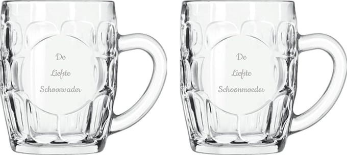 Gegraveerde Bierpul 55cl De Liefste Schoonvader-De Liefste Schoonmoeder