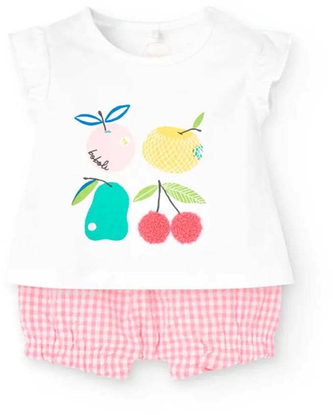 Boboli Knit Korte Mouw Set Wit 6 Months Meisjes