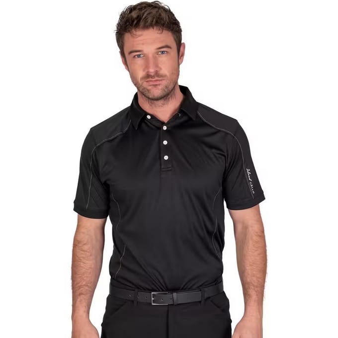 Island Green Heren Gestikt Golf Poloshirt (Zwart)