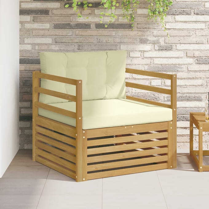 vidaXL - Buitensofa - Wit - en - crèmekleurig