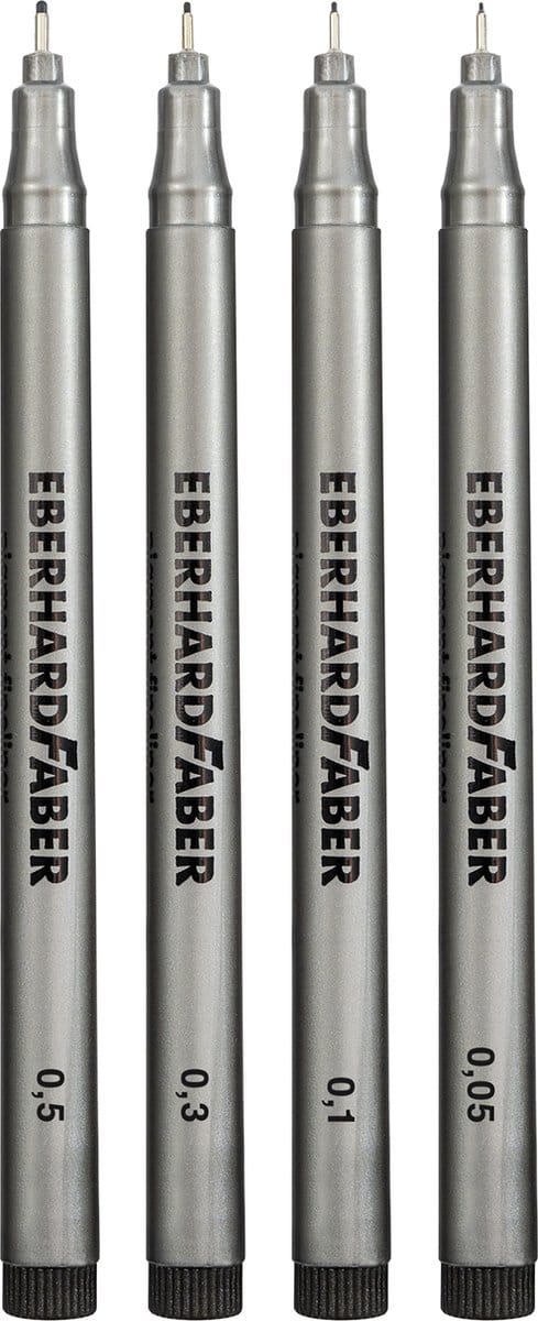 Eberhard Faber fineliners - 4 stuks - zwart - 0.05/0.1/0.3/0.5mm - EF-558104