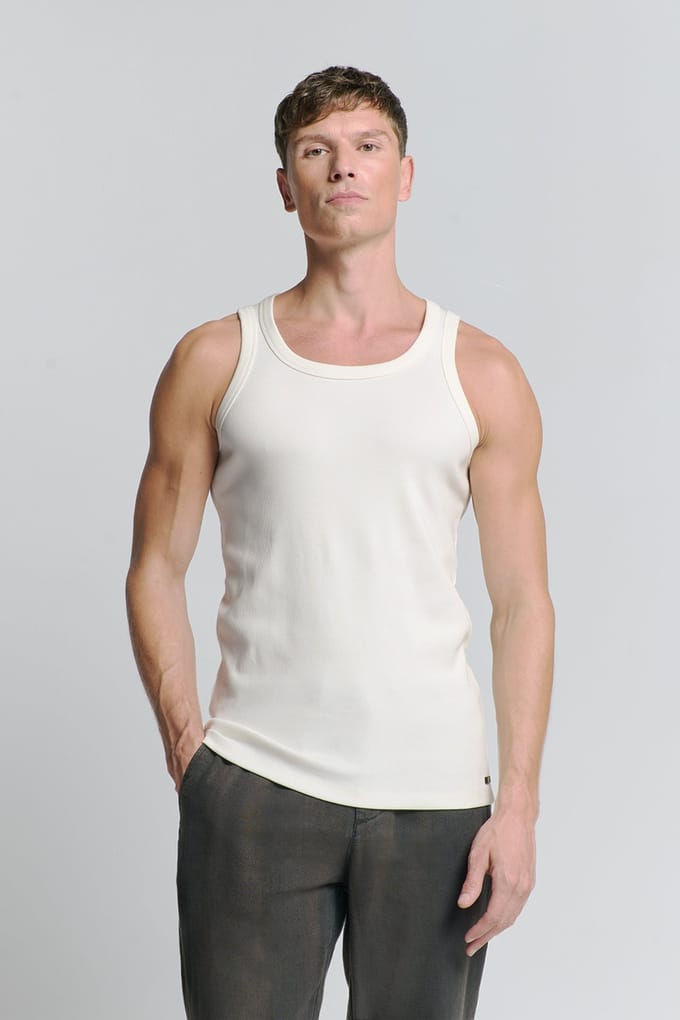 No Excess Singlet Solid Rib Offwhite Maat: S | Sokken Outlet | Heren | Wit