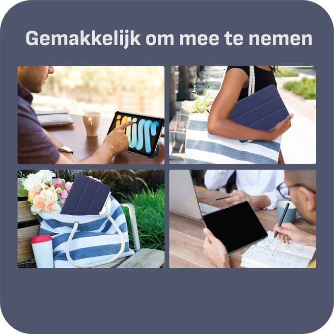 Cazy tablet Hoes geschikt voor iPad Mini 7 (2024) - TriFold Bookcase - Blauw
