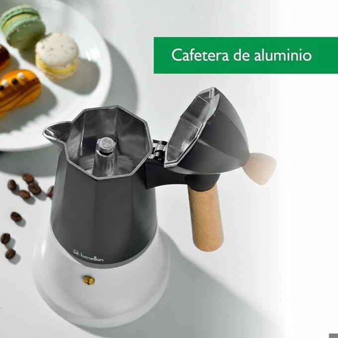 Cafétière Benetton Aluminium Bois de hêtre noir