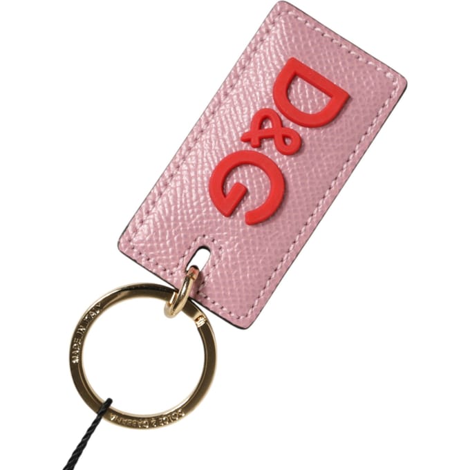 Roze Kalfsleren Logo Metaal Ring Heren Sleutelhanger Sleutelhanger