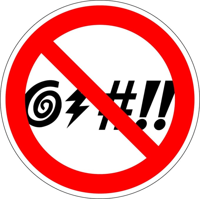 Verboden te schelden sticker 100 mm