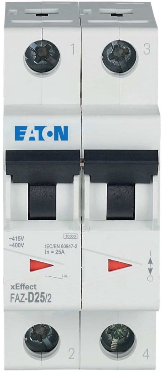 Eaton Vermogenschakelaar (MCB), 25 A, 2p, karakteristiek: D, 278785