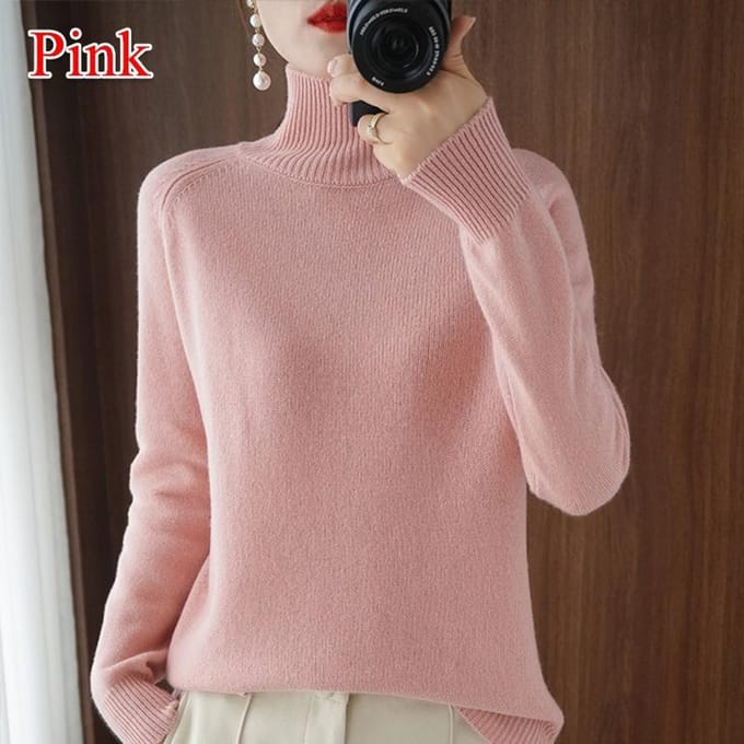 Pull en laine pure cachemire pour femme Pulls Pull Femme Automne Hiver Col Haut Tricot Pulls Col Roulé Pull M brown
