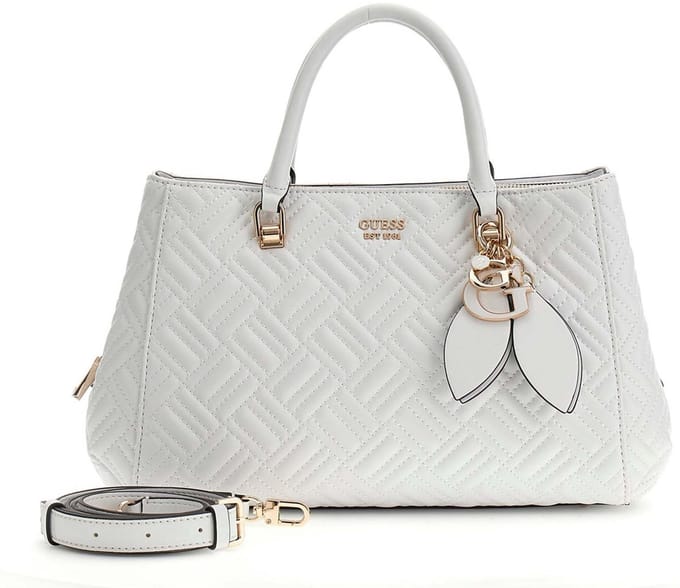 GUESS handtas schoudertas Sally Triple Compartment Satchel White wit