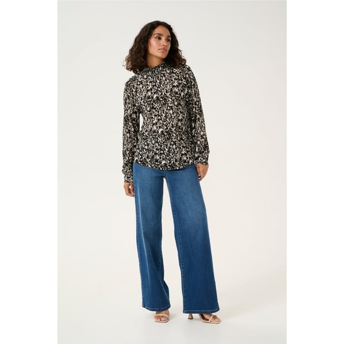 Blouse met lange mouwen Regular fit Black/ElefantS. GraphicFlower floral