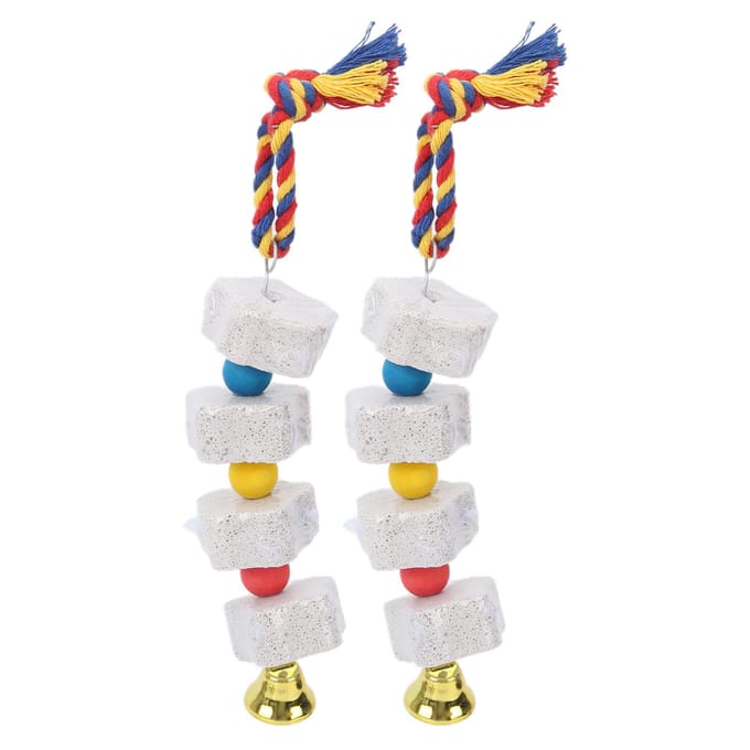2 Pièces Jouets à Mâcher pour Oiseaux Pierre à Meuler le Bec pour Perroquets/Hamsters et Autres Rongeurs white