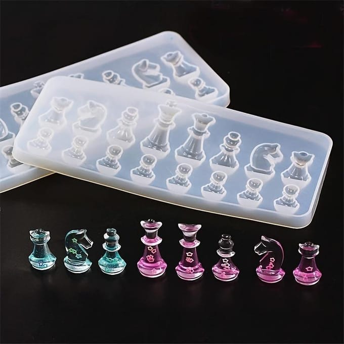 Mini Échiquier Silicone Résine Moule Coulage Époxy Bricolage Artisanat Bijoux Fabrication Outils faits main 1pc white