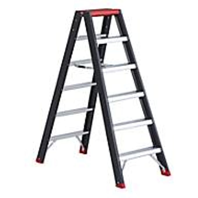 Professional Topline trapladder, 2-zijdig, alu, 2 x 6 treden