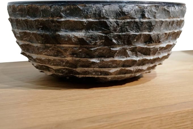 Teakea - Oblique Mini waskom marmer Ø30 x 14,5 cm - zwart