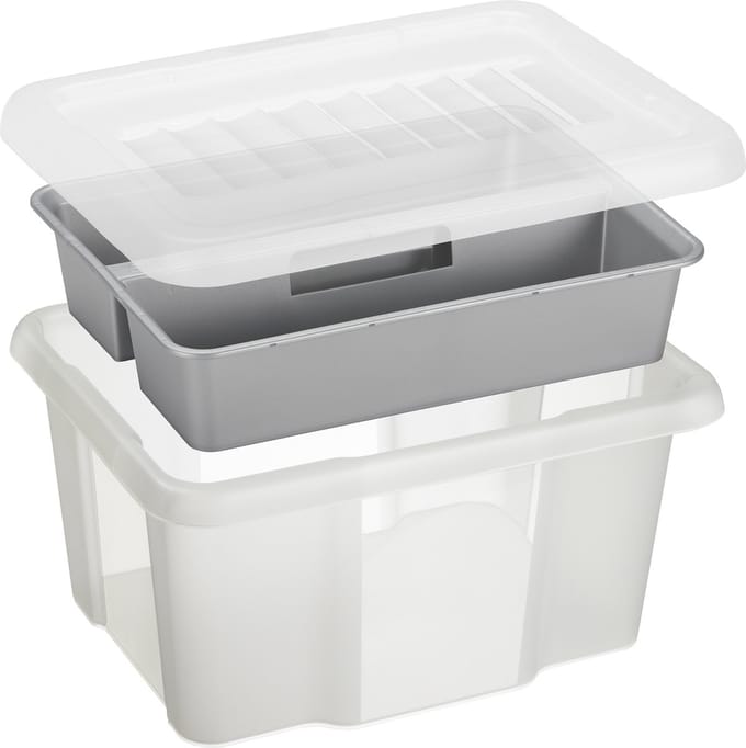 Sunware Nesta opbergbox 24L met inzet - Met deksel - Transparant