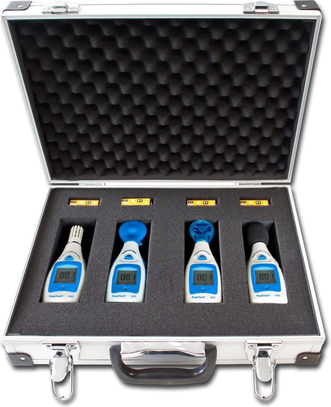 Peaktech 8103 - thermometer - vochtigheidsmeter - luxmeter - decibelmeter - windsnelheid - set omgeving