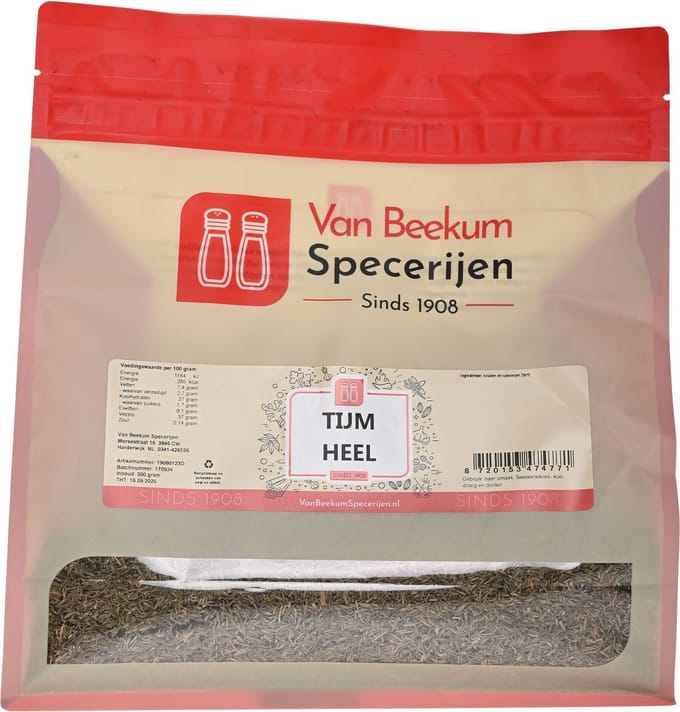 Van Beekum Specerijen - Tijm Heel - 300 Gram (hersluitbare stazak)