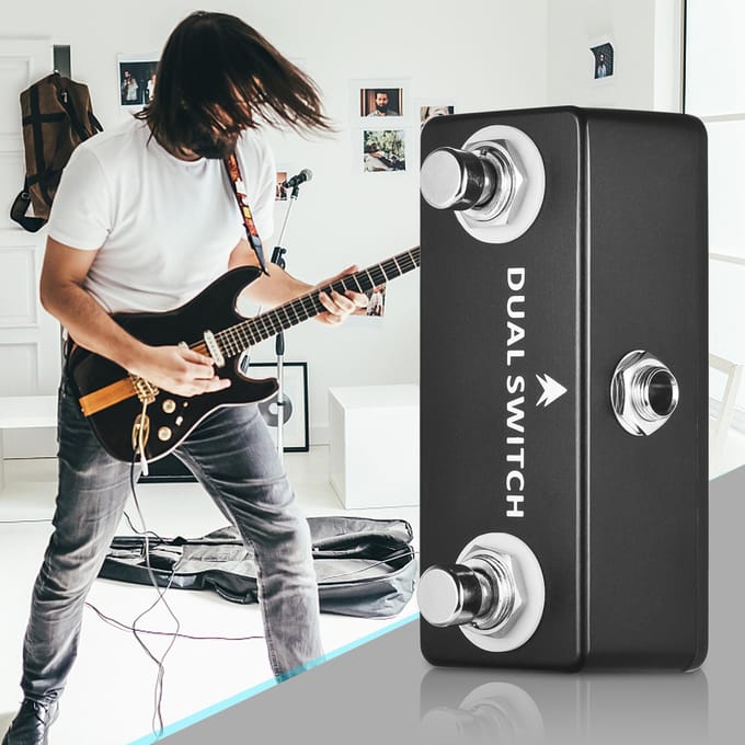MOSKYAudio DUAL SWITCH Dubbele Voetschakelaar Voet Schakelaar Pedaal Volledig Metalen Behuizing rood