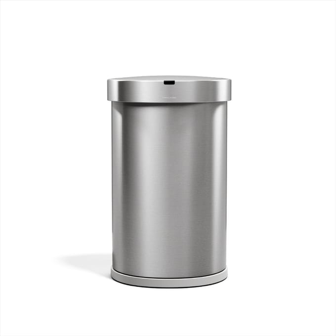 Simplehuman Halfronde Afvalbak van 45 Liter met Sensor - Bewegingsgestuurde - Zilver - Geborsteld RVS