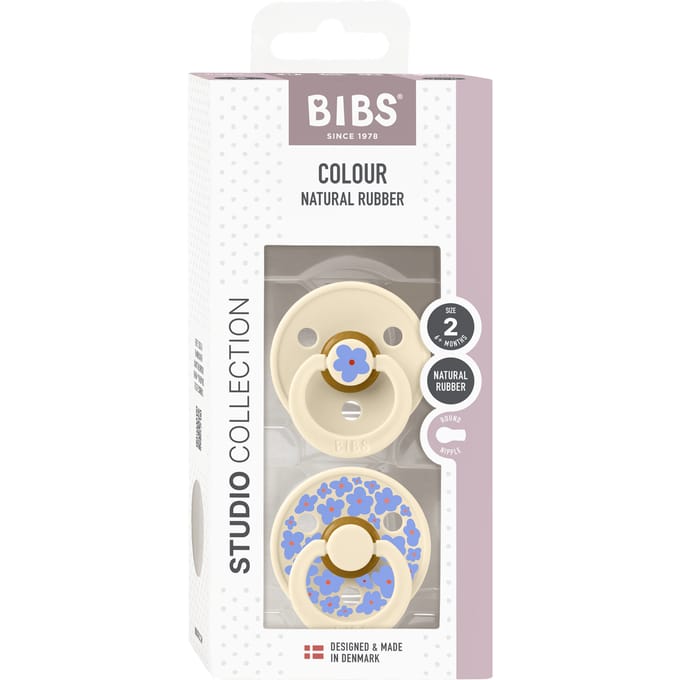 BiBs Studio Jasmin Fopspeen - Rond - 2 Stuks - 6-18 Mnd - Ivory Mix