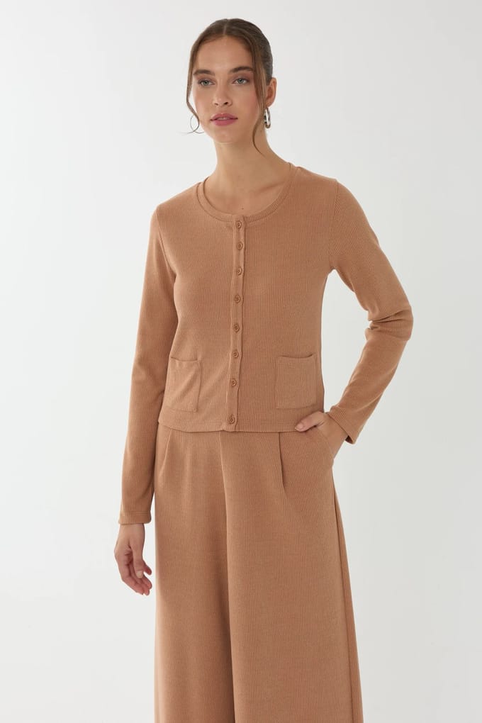Knopen-Voorkant Gebreide Cardigan