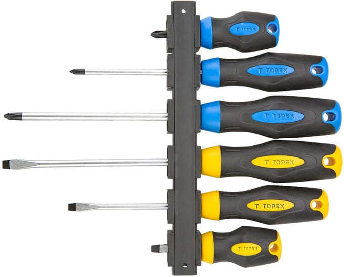 Topex - Schroevendraaierset - 6 stuks - Chroom-vanadium - Ergonomische Handgreep