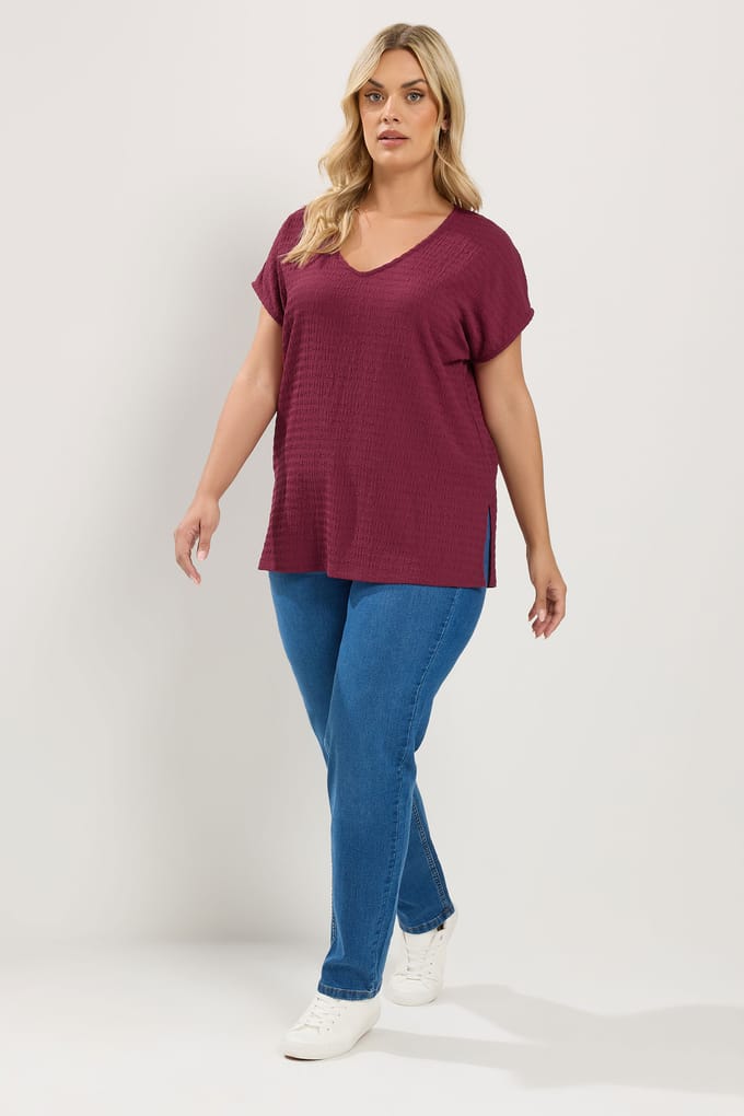 Yours Rode Tshirtset Met Vhals En Textuur Size 62-64