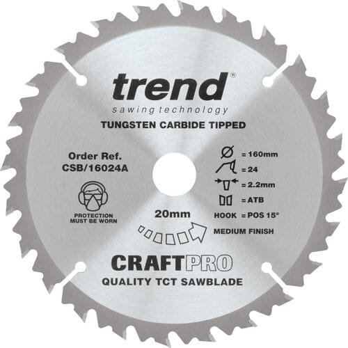Trend cirkelzaagblad 160x20mm 24T*