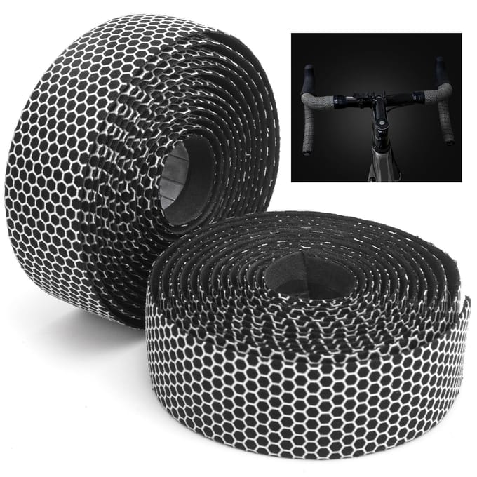 1 Paar Fietshandvatband AntiSlip Elastisch Fiets Fiets Wielrennen Handgreep Wraps Tape(Zwart wit )