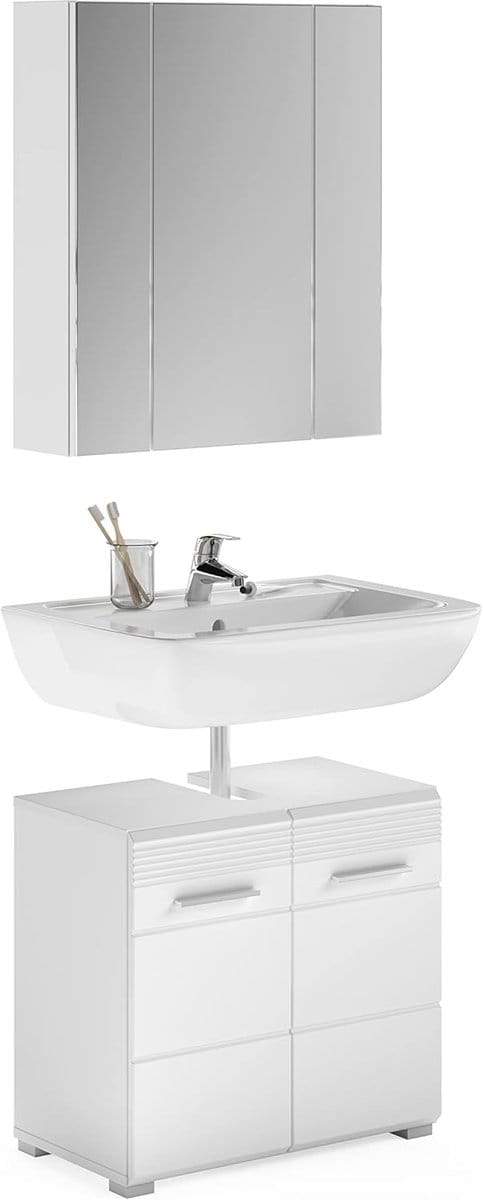 Badmeubelset Linus hoogglans wit 60 cm 2-delig