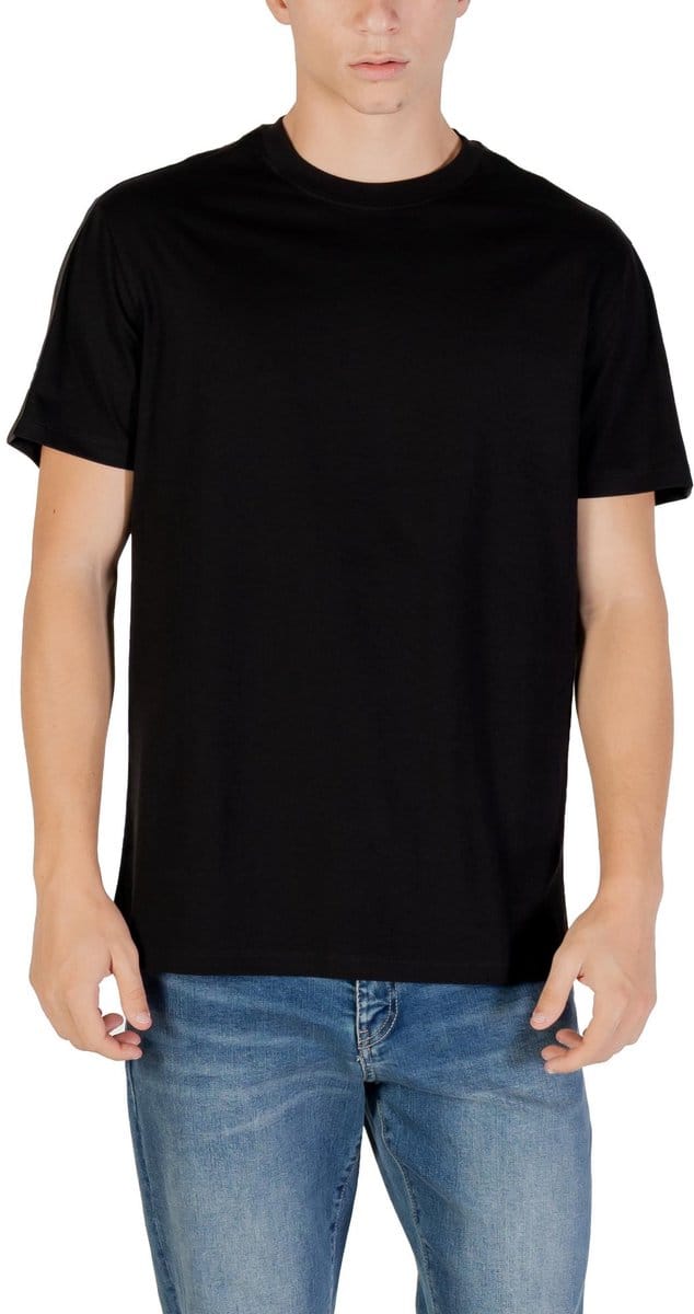 Round Neck Short Sleeve Cotton T-Shirt - Black Shirts