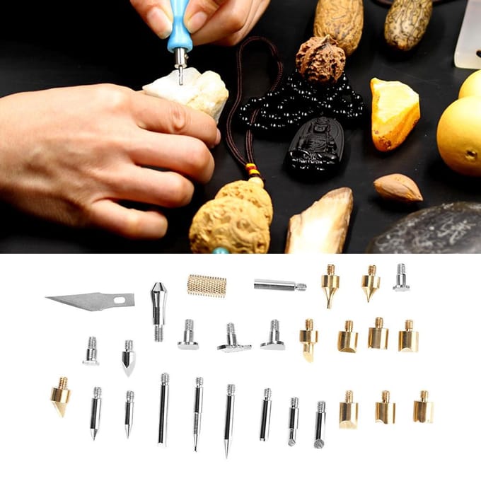 28 in 1 Wood Burning Pen Tips Set Soldering Iron Tip Set Pyrography Craft Tool Kit