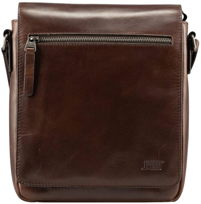 JOST Leren schoudertas Lund Crossbody Bag Brown donkerbruin