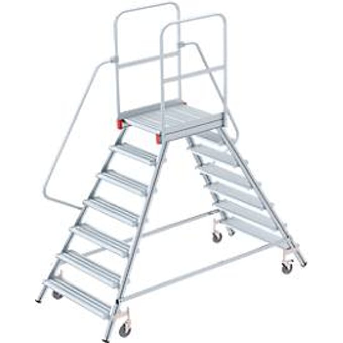 Aluminium platform met wielen, dubbelzijdig, 7 treden