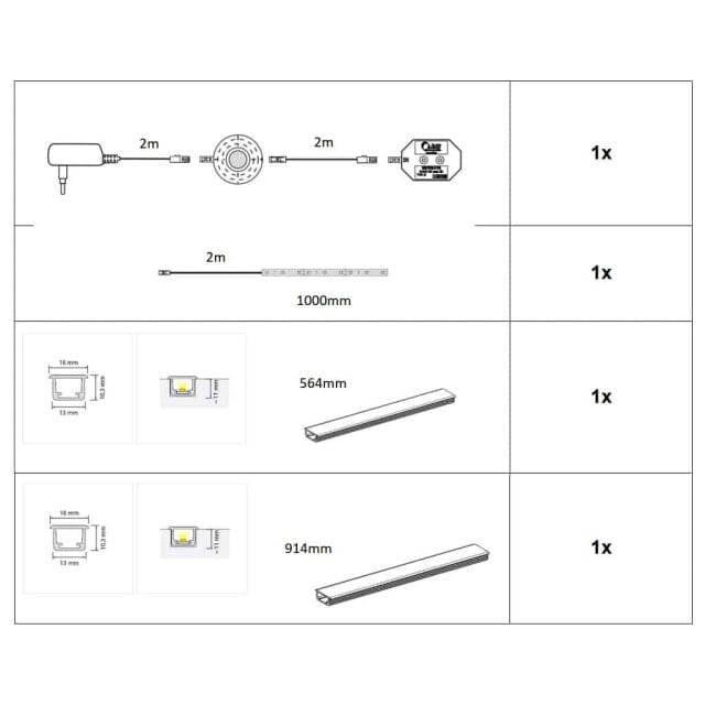 Lichtprofiel 2-pack 60/95 koud wit - 5x10x8cm
