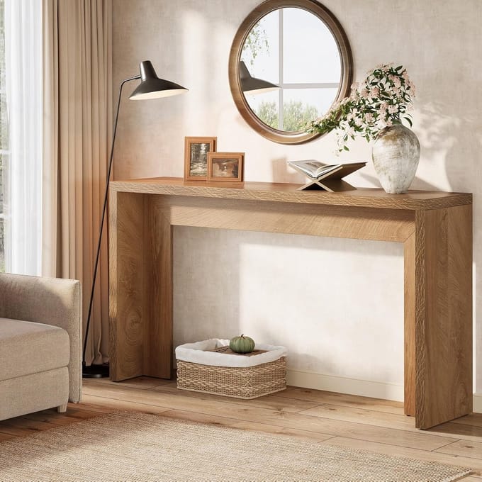 Tribesigns - Consoletafel - Dressoirtafel - Industrieel - Bijzettafel - MDF - Bruin - 30 x 140 x 80 cm
