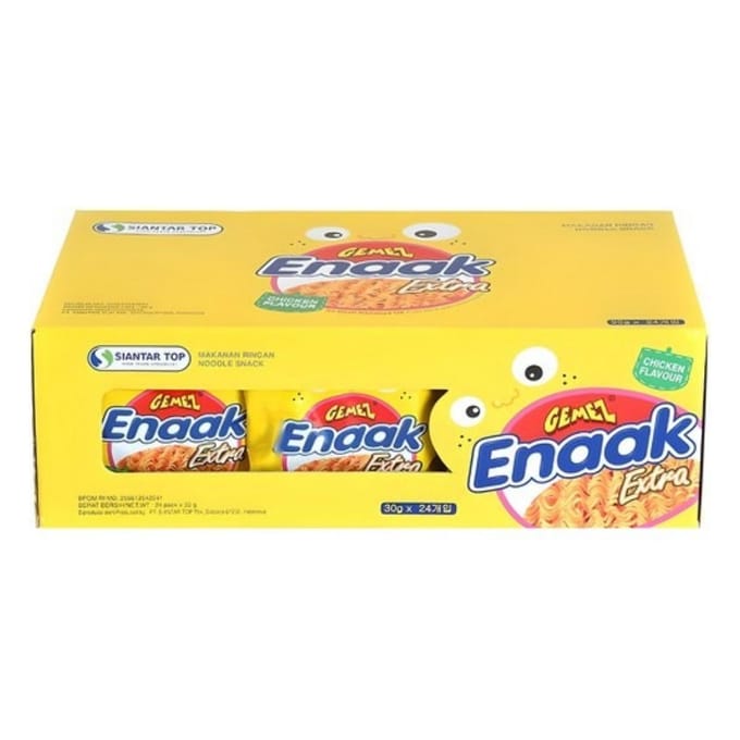Gemez Enaak Knapperige Noedel Snack Crispy Hap 30g x 24 Pakjes yellow