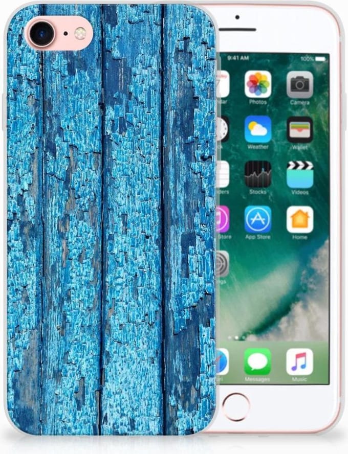 iPhone SE 2022 | SE 2020 | 8 | 7 Bumper Hoesje Wood Blue