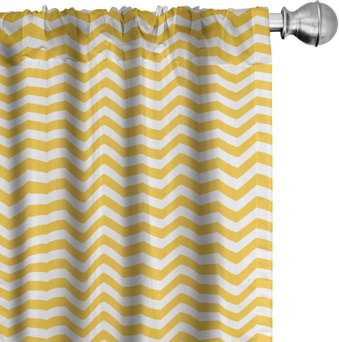 ABAKUHAUS – Gele Chevron Gordijnset – 2x75x225 cm – Microfaser