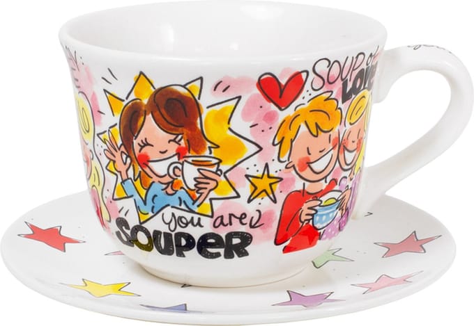 Blond Amsterdam, Even Bijkletsen Set: Soep kom Souper en Bord Star 18cm