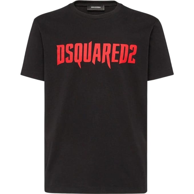 DSquared2 Heren Horror Logo T-Shirt (Zwart, Rood)