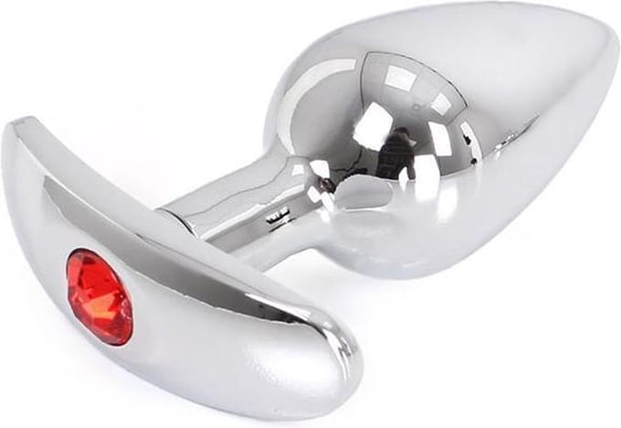 Kiotos - Aluminium Buttplug Met Handvat En Sierkristal - Rood
