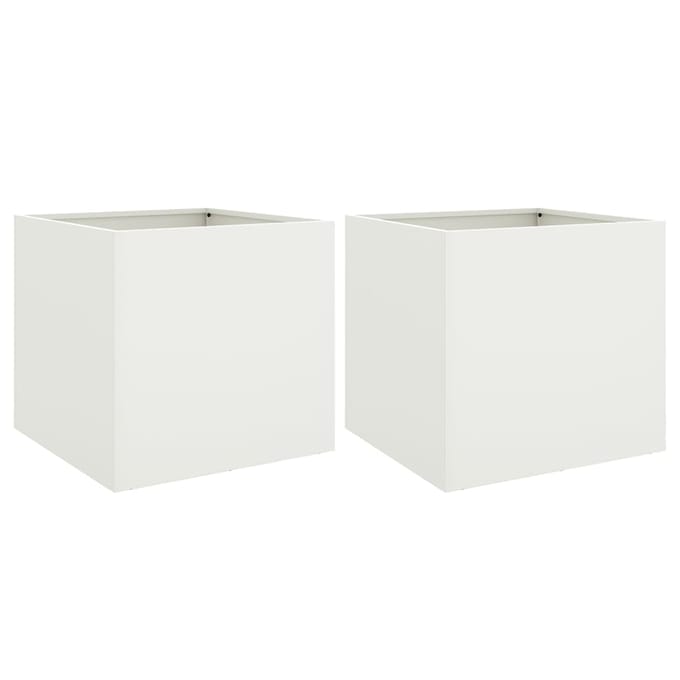 vidaXL - Plantenbakken - 2 - st - 42x40x39 - cm - staal - wit