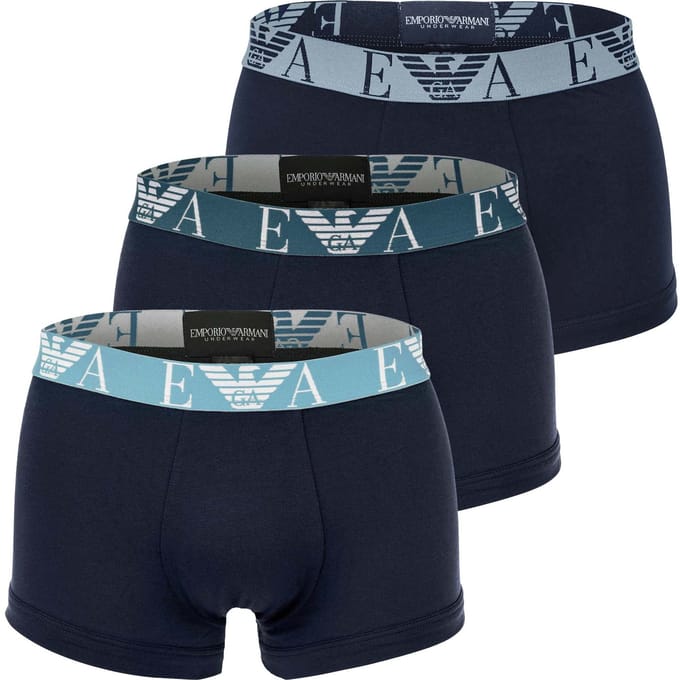 Emporio Armani heren 3P boxer trunks combi blauw