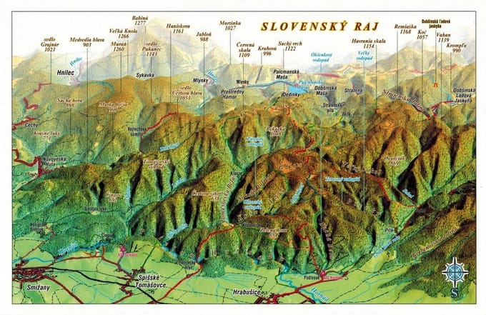 Slowaaks Paradijs. Panoramische Kaart Met 3D-Effect. Ansichtkaart